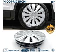 4 Copricerchi per Opel Omega B 16'' Pollici Coppette 12 Razze Silver MADE EU