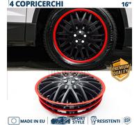 4 Copricerchi per Suzuki Grand Vitara 1 16'' Pollici Coppette Nere Bordo Rosso 1