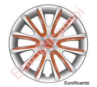4 COPRICERCHI UNIVERSALI 14" GRIGI + SET INSERTI COLORATI ARANCIONE ORANGE FARAD