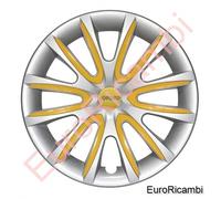 4 COPRICERCHI UNIVERSALI 14" GRIGI + SET INSERTI COLORATI GIALLO - YELLOW FARAD