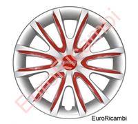 4 COPRICERCHI UNIVERSALI 14" GRIGI + SET INSERTI COLORATI ROSSO - RED FARAD