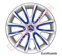 4 COPRICERCHI UNIVERSALI 15" GRIGI + SET INSERTI COLORATI BLU - BLUE FARAD