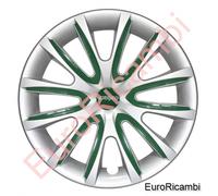 4 COPRICERCHI UNIVERSALI 15" GRIGI + SET INSERTI COLORATI VERDE - GREEN FARAD