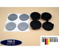 4 Coprimozzi Con Adesivi In Silicone Argento Senza Logo 55,5 - 52,5 Mm - TTE ABS
