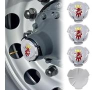 4 coprimozzo in alluminio con grifone per camion Scania, emblema adesivo (bianco)