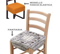 4 coprisedia con fascia elastica stampa digitale CUORI LEGNO pouff sedia cucina