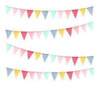 4 corde con 48 bandierine per bandierine, bandiere colorate triangolari pastello, decorazioni per compleanni, Pasqua, aule, carnevale, feste all'aperto