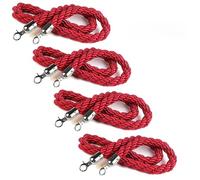 4 corde di sicurezza intrecciate rosse con ganci argentati, 2,5 m, per il controllo della folla in eventi, hotel, teatri, inaugurazioni e banche