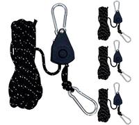 4 corde di tensionamento riflettenti, 4 mm, 4 mm, corda di tensione leggera, corda regolabile, per esterni, tenda da campeggio, tenda da sole (nero)