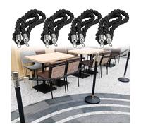 4 corde per il controllo della folla da 3,4 m, nere con bottoni a pressione in argento lucido, barriera di sicurezza durevole per la gestione degli eventi e l'organizzazione delle code