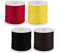 4 cordoncini in gomma 1 mm x 28 m, cordoncino con perline, filo elastico, set di 4 colori (nero, rosso scuro, marrone scuro, dorato) per gioielli fai da te, collane, braccialetti