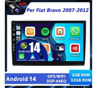 4-Core Autoradio Android 14 Per Fiat Bravo 2007-2012 Navigation GPS RDS DSP 32GB