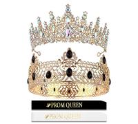 4 corone dorate da re per uomini e donne, per balli di fine anno, re e regina, con fascia in raso, strass, corona da regina, per matrimoni, lauree, feste di compleanno, Halloween