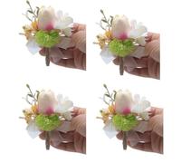 4 corpetto all ' occhiello per la sposa testimoni dello sposo damigella d ' onore, sposa e damigella d ' onore per balli matrimonio festa e set braccialetti spilla polso e set