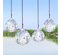 4 cristalli acchiappasole da appendere, prisma cristallo arcobaleno, 30 mm, cattura la luce del sole, crea un effetto arcobaleno luminoso, ricambio regalo, per finestre, giardini, matrimoni