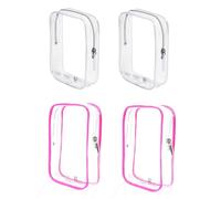 4 cubi da imballaggio da viaggio approvati TSA, piccoli sacchetti rosa trasparenti con cerniera per 3-1-1 articoli da toeletta liquidi, essenziali per aeroplano, accessori indispensabili