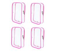 4 cubi da imballaggio da viaggio approvati TSA, piccoli sacchetti rosa trasparenti con cerniera per 3-1-1 articoli da toeletta liquidi, essenziali per aeroplano, accessori indispensabili