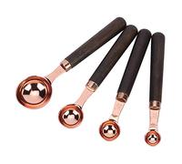 4 Cucchiai Dosatori, Cucchiaio Dosatore Per Cucchiaino, Cucchiaio Dosatore in Acciaio Inossidabile Dorato con Manico in Legno Per La Cucina Domestica