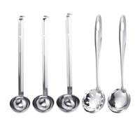 4 cucchiai in acciaio inox, 1 cucchiaio per schiuma, cucchiaio con manico a gancio, cucchiaio, cucchiaio con manico lungo, cucchiaio per mescolare, cucchiaio per salsa, utensili da cucina