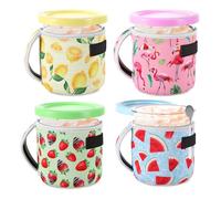 4 custodie in neoprene per gelato, stampe estive, riutilizzabili, isolate termicamente, per ninja creami serie NC501 NC500, contenitori per gelato da 680 g (4 stili)