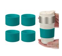 4 Custodie per Tazza in Silicone, Copri Bicchiere per Casa, Verde Lago