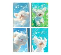 4-Cute Cartoon Student quaderni con cuciture ispessite lato morbido -A5 linea di cucito - Cucciolo nel vento