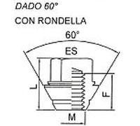 4 DADI RUOTA 60ø ESAGONO 21 M14x1,50 F.23 L.29 DADO CON RONDELLA FARAD T3DA2/S