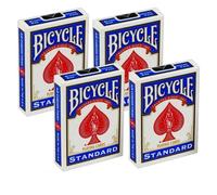 4 Decks Bicycle Rider Blu Double Back No Face Magic Tricks Carte Nuove