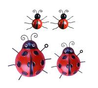 4 decorazioni in metallo, coccinelle, coccinelle, decorazioni da parete, per esterni, sculture da giardino, decorazione per la casa, per interni o esterni, balcone (stile1)