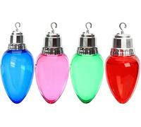 4 decorazioni natalizie riempibili, lampadine XL con neve fredda, ornamenti in plastica trasparente con tappo a vite, per fai da te, decorazioni da appendere all'albero di Natale, per feste in casa