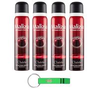 4 deodoranti MALIZIA Donna Chérie Seduction Profumo, deodorante spray da donna, 100 ml + portachiavi Beni Culinari gratuito