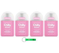 4 detergenti intimi Chilly Delicato - ideali per pelli sensibili - con aloe e amamelide da 200 ml + portachiavi Beni Culinari