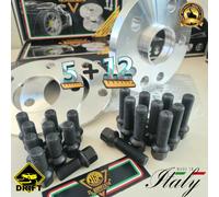4 DISTANZIALI 5+12mm 5x112 57.1 + 10 BULLONI NERI per VW CADDY EOS GOLF 5 GTI R
