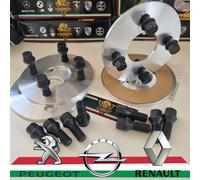4 DISTANZIALI 5+5mm 4x100 + BULLONI NERI PER RENAULT CLIO/2/3/4 CAPTUR TWINGO