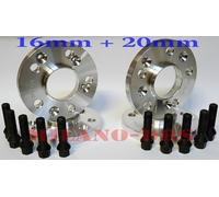 4 DISTANZIALI RUOTA 16+20mm MINI CLUBMAN F54 2015> +BULLONI BLACK + ANTIFURTO