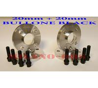 4 DISTANZIALI RUOTA20+20mm MINI COOPER R55-R56-R57-R58-R59 BULLONI BLACK+KIT ANT