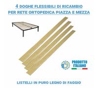 4 Doghe di ricambio per rete piazza e mezza 120x190 in faggio flessibili 119 cm