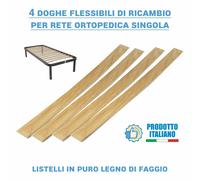 4 Doghe di ricambio per rete singola 80x190 legno di faggio flessibili da 79 cm