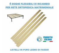 4 Doghe di ricambio rete matrimoniale 160x190 legno di faggio flessibili 159cm