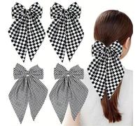 4 elastici per capelli a scacchi con coda lunga per donne con nastro a scacchi bianchi neri e bianchi fermagli per capelli per autunno inverno coda di cavallo accessori per capelli