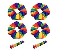 4 Elastici Per Capelli Arcobaleno, 2 Fermagli Per Capelli A Cuore Arcobaleno, Elastici Per Capelli Per Ragazze, Elastici Per Capelli Arcobaleno, Elastici Per Capelli Decorativi