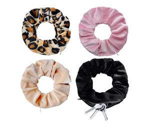 4 elastici per capelli con chiusura lampo, gadget da viaggio, nascondiglio per soldi, gadget segreto, per le vacanze, per le donne, per il denaro, per riporre i soldi, per la spiaggia, per la casa