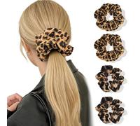 4 elastici per capelli con stampa leopardata grandi elastici per capelli da donna elastici in raso per capelli morbidi e resistenti elastici per capelli elastici per coda di cavallo accessori per