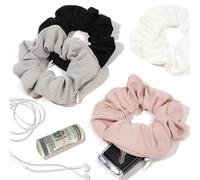 4 elastici per capelli da donna con chiusura lampo - gadget da viaggio nascondiglio denaro, gadget segreto vacanza, nascondiglio per soldi, elastici per capelli, per ragazze, donne, coda di cavallo