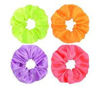 4 elastici per capelli da donna, in tinta unita, accessori per capelli, accessori al neon, per donna, elastici per capelli (arancione, rosso rosa, giallo, viola)