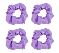 4 elastici per capelli e accessori fluo, morbidi elastici per capelli, elastici per capelli, elastici per coda di cavallo, in tinta unita, per feste anni '80 (viola)