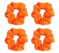 4 elastici per capelli fluo, morbidi elastici per capelli, elastici per coda di cavallo, per feste anni '80, donne e ragazze (arancione)