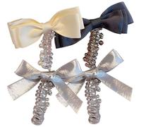 4 elastici per capelli senza danni, morbidi elastici a spirale, fascette telefoniche con fiocco e perla, elastici per coda di cavallo, acconciature eleganti intrecciate, accessori da donna regalo