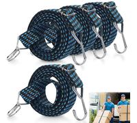 4 elastici regolabili con gancio, estensori piatti, cinghie di tensione, lunghezza 1 m, larghezza 3 cm, in gomma per carrello, portapacchi, biciclette, moto, trasporto auto, campeggio