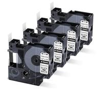 4 etichette in vinile industriali compatibili con Dymo Rhino 18444 | per stampante per etichette Dymo Rhino 5200 4200 5000 6000, vinile permanente, 1/2" x 18', 12 mm x 5,5 m, nero su bianco